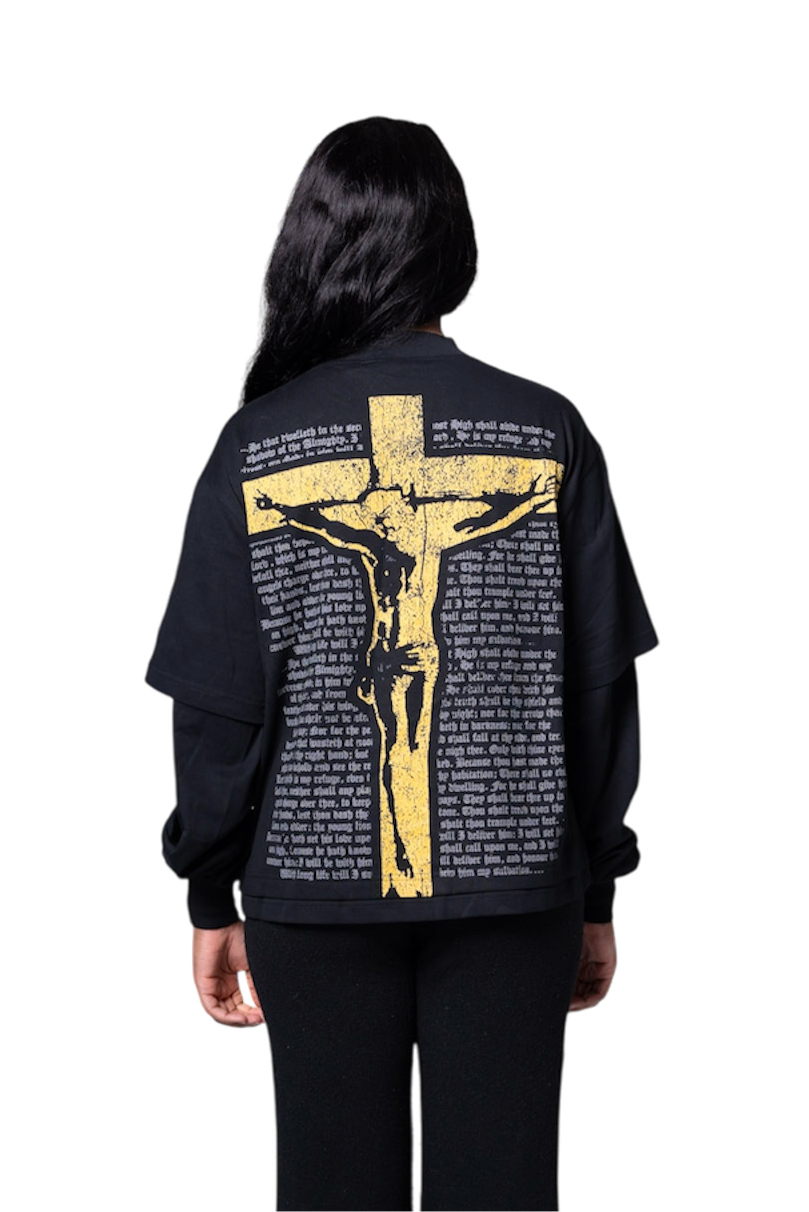 Holy Prayer Double-Layered Long Sleeve Black & Yellow